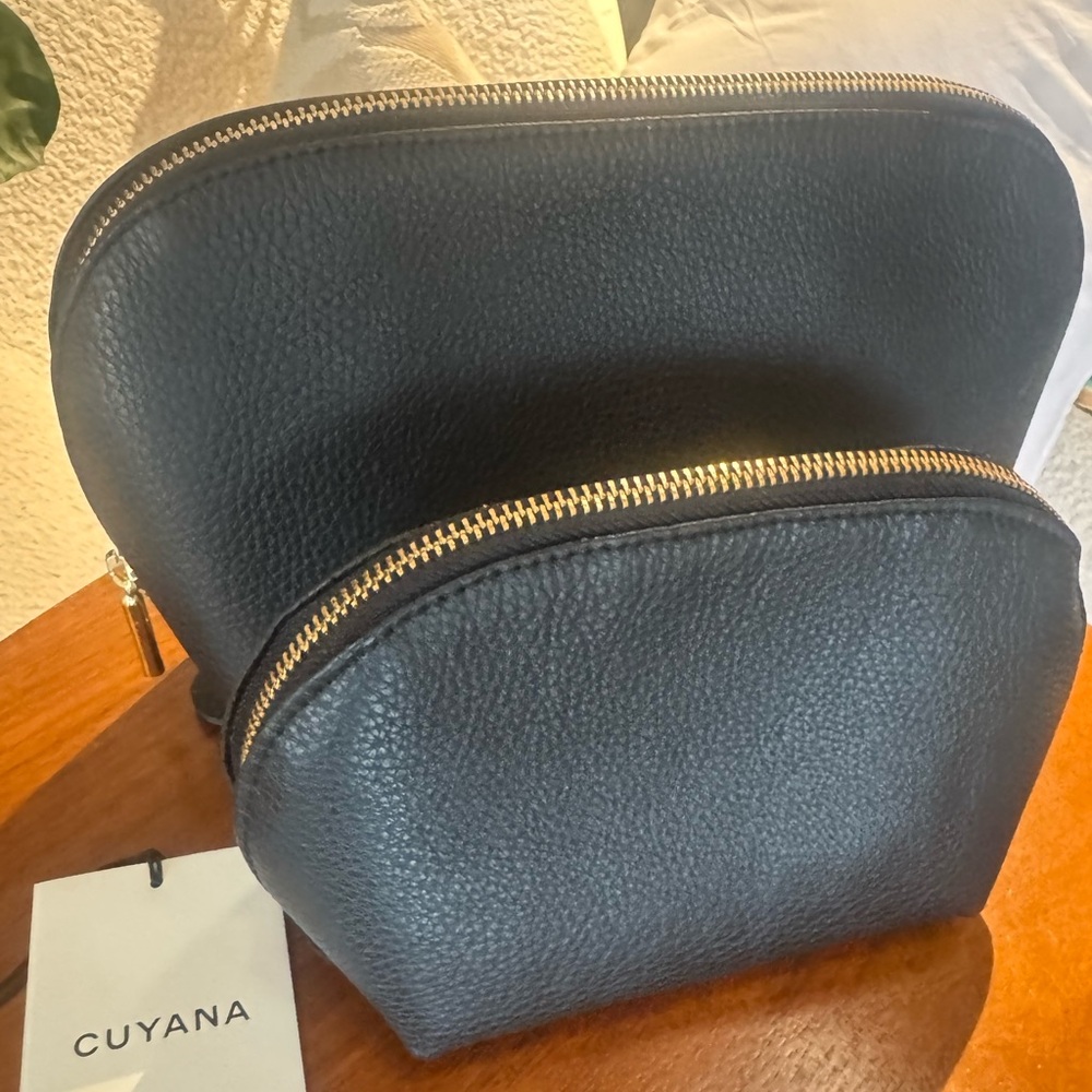 Cuyana Black Pebbled Leather Backpack
